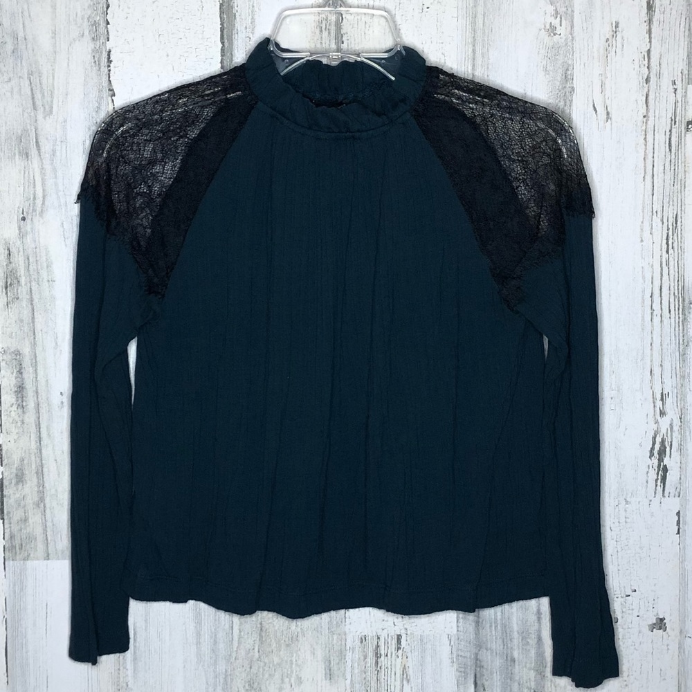 ZARA High Neck Lace Long Crop Top